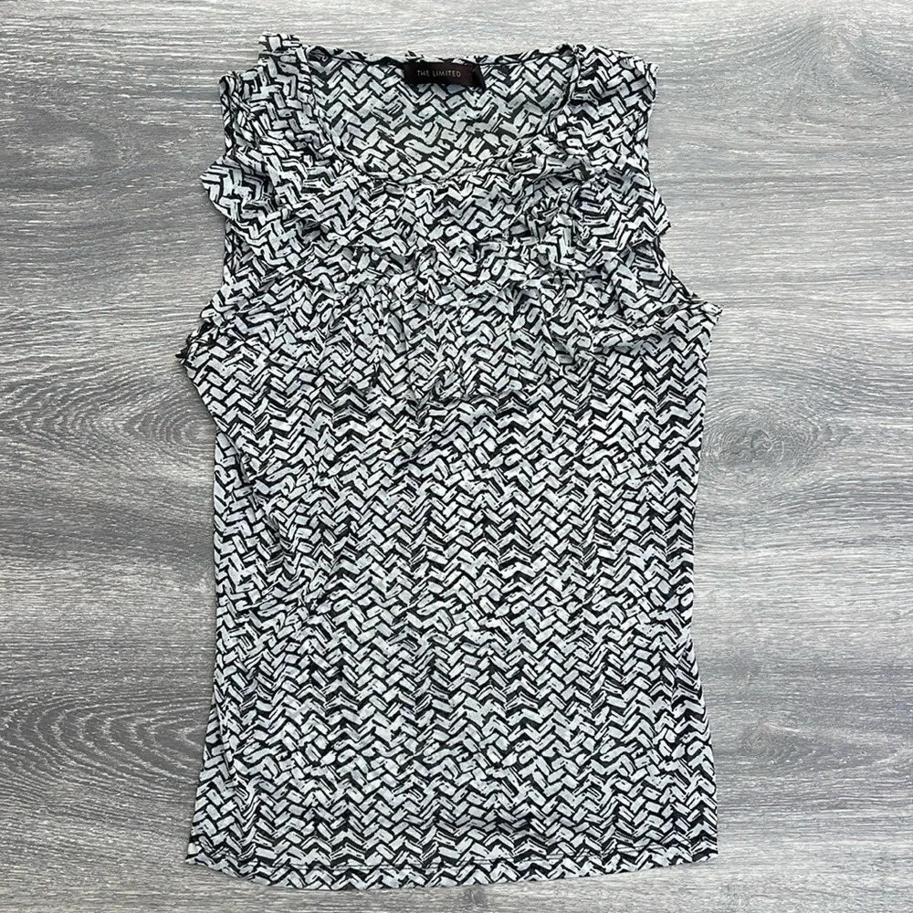 The Limited Sleeveless Ruffled Blouse, dark grey